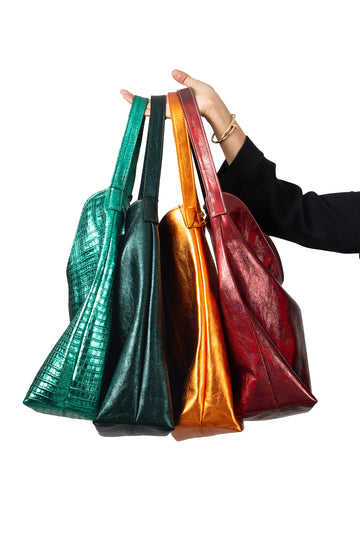 Norwich Hakiki Deri Hobo Omuz & Kol Çantası Limited Edition Pırıltılı Seri