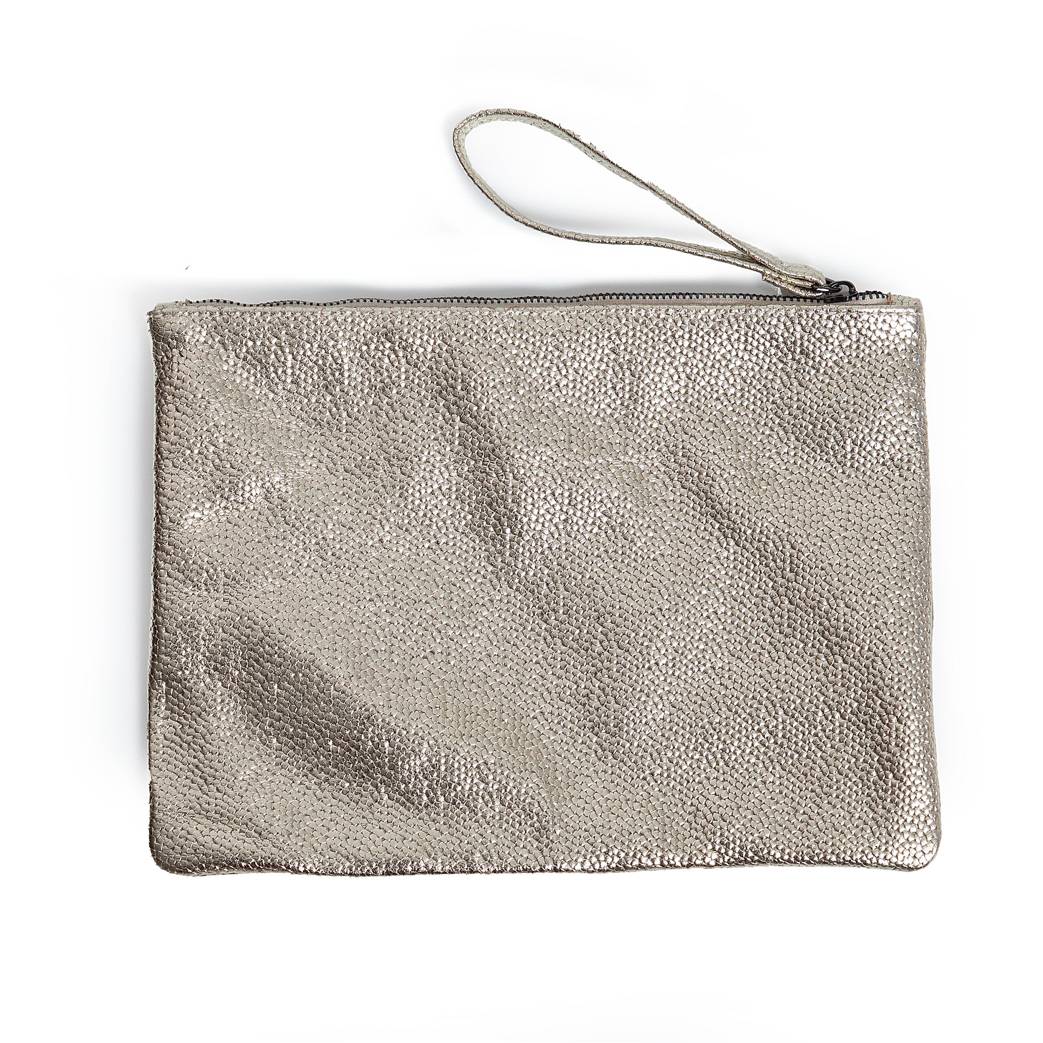 Hakiki Deri Işıltılı Petek Dokulu Clutch El Çantası & Tablet Kılıfı (Gold/Altın)