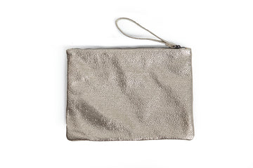 Hakiki Deri Işıltılı Petek Dokulu Clutch El Çantası & Tablet Kılıfı (Gold/Altın)